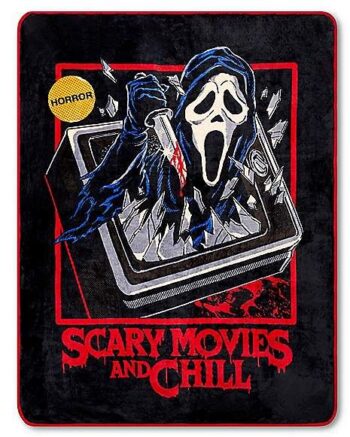 Scary Movies and Chill Ghost Face Fleece Blanket - Steven Rhodes