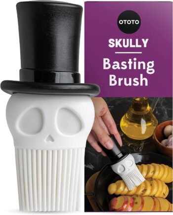 Skully Basting Brush by OTOTO - Silicone Pastry Brush, Kitchen Brush, Spooky Gifts, Skull Kitchen Accessories, Food Basting Brush for Cooking - Kitchen Gift, Kitchen Gadgets, Funny Gifts, Unique Gifts