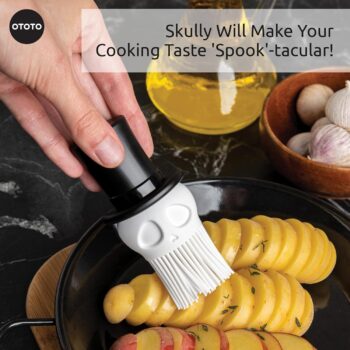 Skully Basting Brush by OTOTO - Silicone Pastry Brush, Kitchen Brush, Spooky Gifts, Skull Kitchen Accessories, Food Basting Brush for Cooking - Kitchen Gift, Kitchen Gadgets, Funny Gifts, Unique Gifts