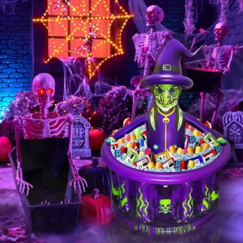 43 Inch Halloween Party Decorations Inflatable Cooler, 200+ Cans Witches Cauldron Halloween Party Supplies Large Capacity Ice Bucket for Drink Beverage Holder, Scary Halloween Decor for Outdoor Indoor