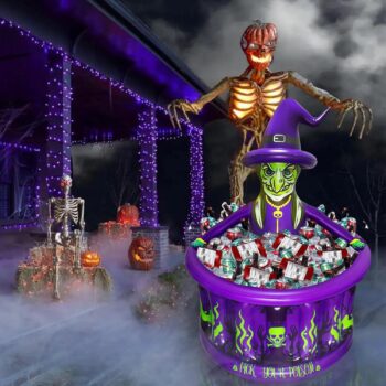 43 Inch Halloween Party Decorations Inflatable Cooler, 200+ Cans Witches Cauldron Halloween Party Supplies Large Capacity Ice Bucket for Drink Beverage Holder, Scary Halloween Decor for Outdoor Indoor