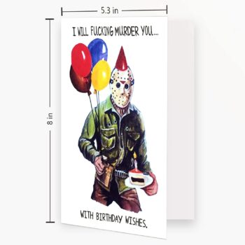 AONUOWE Funny Michael Myers Birthday Card for Him Her Hilarious Birthday Card Killer Bday Card Scary Movie Card for Friend