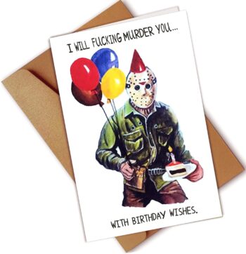 AONUOWE Funny Michael Myers Birthday Card for Him Her Hilarious Birthday Card Killer Bday Card Scary Movie Card for Friend