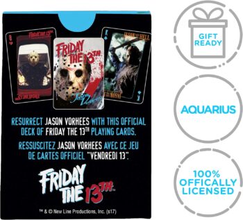 AQUARIUS Friday the 13th Playing Cards - Friday the 13th Themed Deck of Cards for Your Favorite Card Games - Officially Licensed Friday the 13th Merchandise & Collectibles