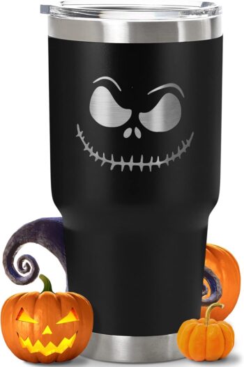 Age of Sage Nightmare Before Christmas-Inspired Mug - Halloween Gifts, Stainless Steel Insulated Tumbler, Coffee, Wine, Tea, Water Bottle for Kids & Adults - Jack 30 oz