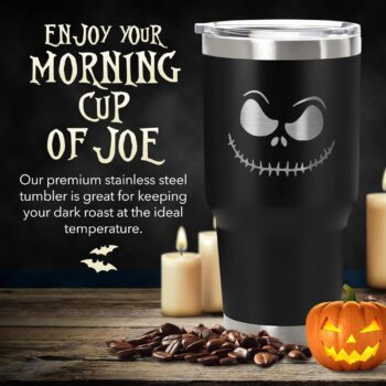 Age of Sage Nightmare Before Christmas-Inspired Mug - Halloween Gifts, Stainless Steel Insulated Tumbler, Coffee, Wine, Tea, Water Bottle for Kids & Adults - Jack 30 oz