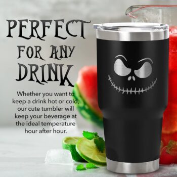 Age of Sage Nightmare Before Christmas-Inspired Mug - Halloween Gifts, Stainless Steel Insulated Tumbler, Coffee, Wine, Tea, Water Bottle for Kids & Adults - Jack 30 oz