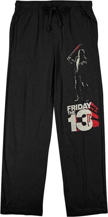 Bioworld Friday the 13th 13 Logo Men's Black Graphic Sleep Pajama Pants