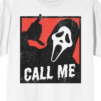 Bioworld Ghostface Call Me Crew Neck Short Sleeve Men's White T-Shirt