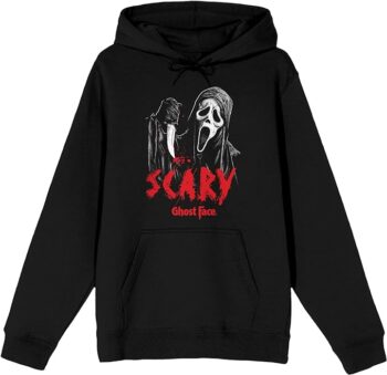 Bioworld Ghostface Scary Long Sleeve Men's Black Hooded Sweatshirt