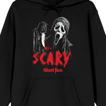 Bioworld Ghostface Scary Long Sleeve Men's Black Hooded Sweatshirt