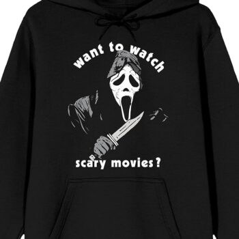 Bioworld Ghostface Want To Watch Scary Movies? Men's Black Graphic Hoodie