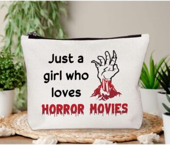 BiuNiuring Horror Movie Valentines Gifts for Women, Cosmetic Bag, Scream Movie Horror Fan Gifts, Horror Movie Lover Makeup Bag, Who Loves Horror Movies