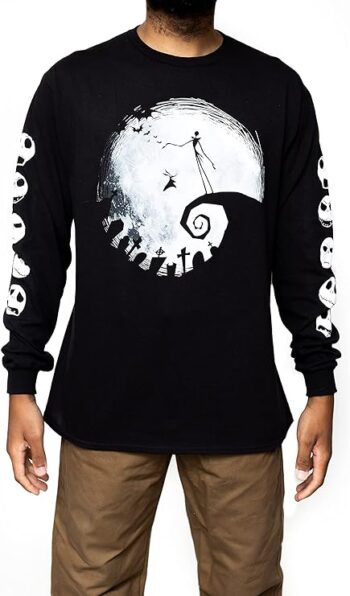 Disney Nightmare Before Christmas Jack Skellington Moon Long Sleeve Adult T-Shirt