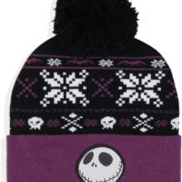 Disney The Nightmare Before Christmas Fair Isle Jack Skellington Cuff Beanie Purple