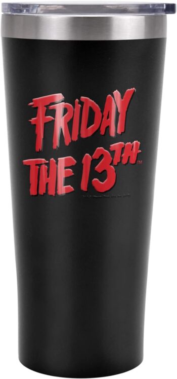 Friday The 13Th OFFICIAL Movie Logo 20 oz Travel Tumbler, Stainless Steel, Vacuum Insulated with Leak Resistant Slide-Lock Lid