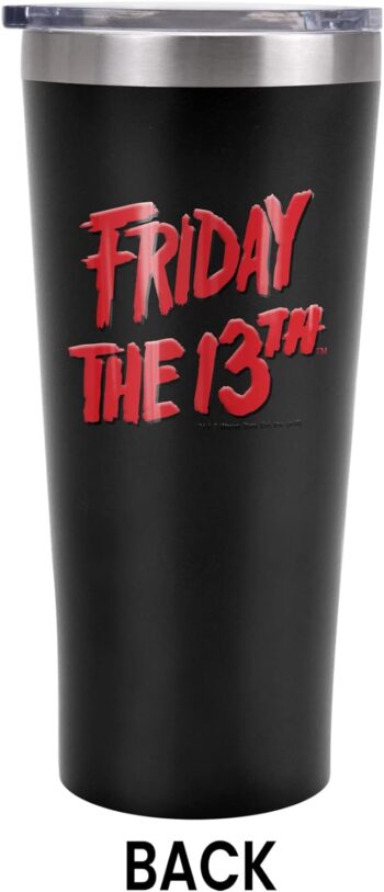 Friday The 13Th OFFICIAL Movie Logo 20 oz Travel Tumbler, Stainless Steel, Vacuum Insulated with Leak Resistant Slide-Lock Lid