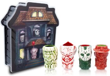 Geeki Tikis Horror Mini Muglets 4-Pack | Includes Regan, Jason Voorhees, Pennywise, Freddy Krueger | Tumbler Cocktail Glasses For Home Barware Set | Coffee Cups For Espresso, Lattes | Scary Movie Gift