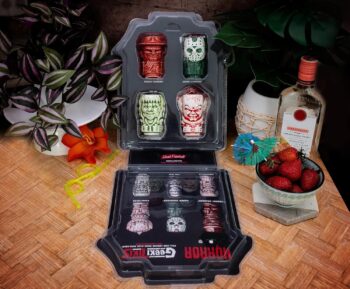 Geeki Tikis Horror Mini Muglets 4-Pack | Includes Regan, Jason Voorhees, Pennywise, Freddy Krueger | Tumbler Cocktail Glasses For Home Barware Set | Coffee Cups For Espresso, Lattes | Scary Movie Gift