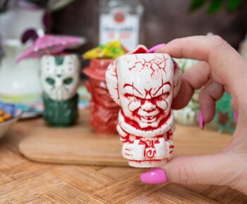 Geeki Tikis Horror Mini Muglets 4-Pack | Includes Regan, Jason Voorhees, Pennywise, Freddy Krueger | Tumbler Cocktail Glasses For Home Barware Set | Coffee Cups For Espresso, Lattes | Scary Movie Gift