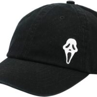 Ghostface Dad Plain Black Embroidered Patch Hat with pre-Curved Bill for Men