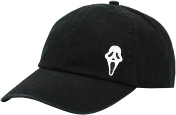 Ghostface Dad Plain Black Embroidered Patch Hat with pre-Curved Bill for Men