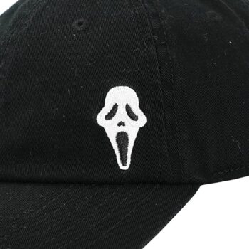 Ghostface Dad Plain Black Embroidered Patch Hat with pre-Curved Bill for Men