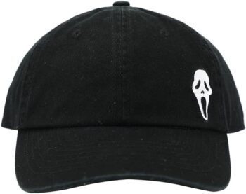 Ghostface Dad Plain Black Embroidered Patch Hat with pre-Curved Bill for Men