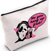 Horror Movie Inspired Cosmetics Bag No You Hang Up First Makeup Bag Scream Movie Inspired Horror Fan Gift (No You Hang Up First White Bag)