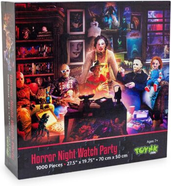 Horror Night Watch Party 1000-Piece Jigsaw Puzzle by Rachid Lotf | Brain Teaser for Adults, Educational Developmental Toys & Games, Building Kit Activities to Encourage Creative Play | 28 x 20 Inches