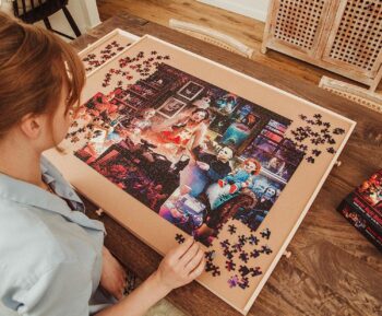 Horror Night Watch Party 1000-Piece Jigsaw Puzzle by Rachid Lotf | Brain Teaser for Adults, Educational Developmental Toys & Games, Building Kit Activities to Encourage Creative Play | 28 x 20 Inches