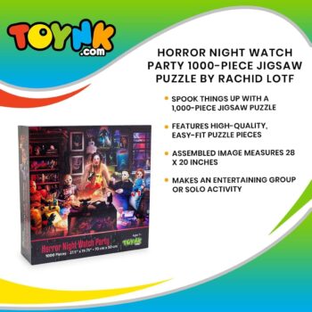 Horror Night Watch Party 1000-Piece Jigsaw Puzzle by Rachid Lotf | Brain Teaser for Adults, Educational Developmental Toys & Games, Building Kit Activities to Encourage Creative Play | 28 x 20 Inches