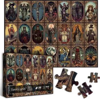 Horror Tarot Cards Puzzles for Adults 1000 Pieces and up, PICKFORU Halloween Puzzle as Horror Gifts, Scary Skull Puzzle as Home Decor