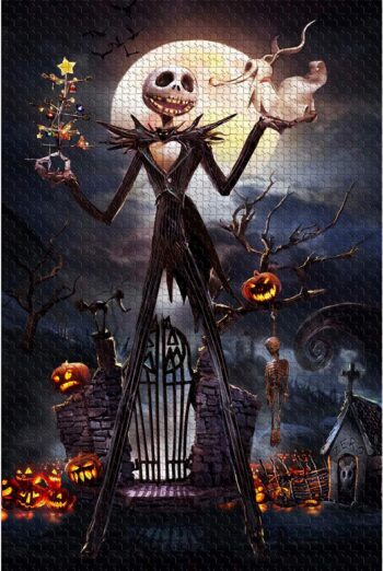 Jigsaw Puzzle 1000 Piece Wooden Puzzle Halloween Picture Family Decorations, Unique Birthday Present Suitable for Teenagers and Adults