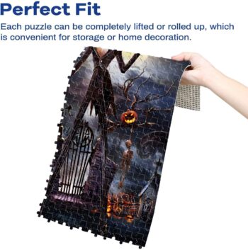 Jigsaw Puzzle 1000 Piece Wooden Puzzle Halloween Picture Family Decorations, Unique Birthday Present Suitable for Teenagers and Adults