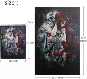 Jigsaw Wooden Puzzle 1000 Pieces for Adult - Skull and Girl Adults Kids Large Puzzle with Poster Ldeal for Game Toys Gift - 30" x 20"