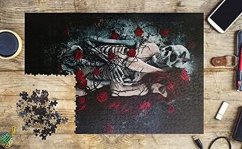 Jigsaw Wooden Puzzle 1000 Pieces for Adult - Skull and Girl Adults Kids Large Puzzle with Poster Ldeal for Game Toys Gift - 30" x 20"