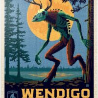 Legends of The National Parks: Voyageurs' The Wendigo, Vintage Poster - Premium 1000 Piece Jigsaw Puzzle for Adults