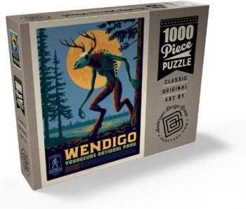 Legends of The National Parks: Voyageurs' The Wendigo, Vintage Poster - Premium 1000 Piece Jigsaw Puzzle for Adults