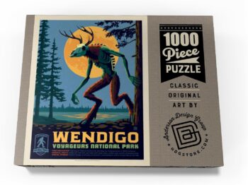 Legends of The National Parks: Voyageurs' The Wendigo, Vintage Poster - Premium 1000 Piece Jigsaw Puzzle for Adults