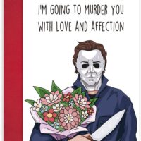 Leinessy Michael Myers Halloween Card for Him Her, Horror Movie Theme Anniversary Card, Murder You with Love and Affection