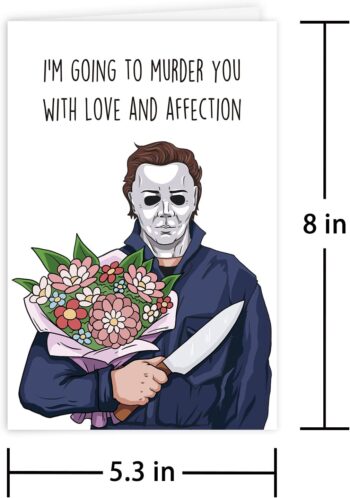 Leinessy Michael Myers Halloween Card for Him Her, Horror Movie Theme Anniversary Card, Murder You with Love and Affection