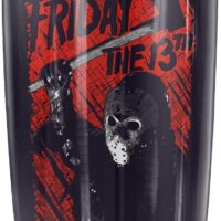 Logovision Friday the 13th Jason Lives Stainless Steel Tumbler 20 oz Coffee Travel Mug/Cup, Vacuum Insulated & Double Wall with Leakproof Sliding Lid | Great for Hot Drinks and Cold Beverages