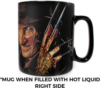 Morphing Mugs A Nightmare On Elm Street – Welcome to My Nightmare – Freddy Krueger Heat Sensitive Clue Mug – Full image revealed when HOT liquid is added - 16oz Large Drinkware