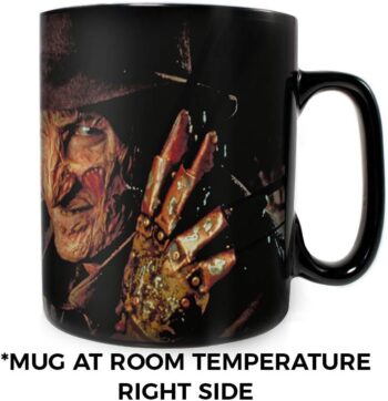 Morphing Mugs A Nightmare On Elm Street – Welcome to My Nightmare – Freddy Krueger Heat Sensitive Clue Mug – Full image revealed when HOT liquid is added - 16oz Large Drinkware