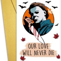Nchigedy Michael Myers Halloween Card for Him Her, Funny Horror Anniversary Card for Wife Husband, Spooky Killer Valentines Day Card for Boyfriend Girlfriend
