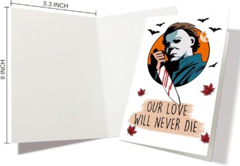 Nchigedy Michael Myers Halloween Card for Him Her, Funny Horror Anniversary Card for Wife Husband, Spooky Killer Valentines Day Card for Boyfriend Girlfriend