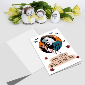 Nchigedy Michael Myers Halloween Card for Him Her, Funny Horror Anniversary Card for Wife Husband, Spooky Killer Valentines Day Card for Boyfriend Girlfriend