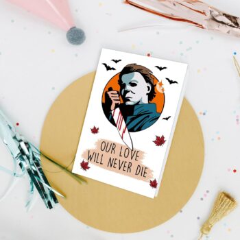 Nchigedy Michael Myers Halloween Card for Him Her, Funny Horror Anniversary Card for Wife Husband, Spooky Killer Valentines Day Card for Boyfriend Girlfriend