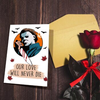 Nchigedy Michael Myers Halloween Card for Him Her, Funny Horror Anniversary Card for Wife Husband, Spooky Killer Valentines Day Card for Boyfriend Girlfriend